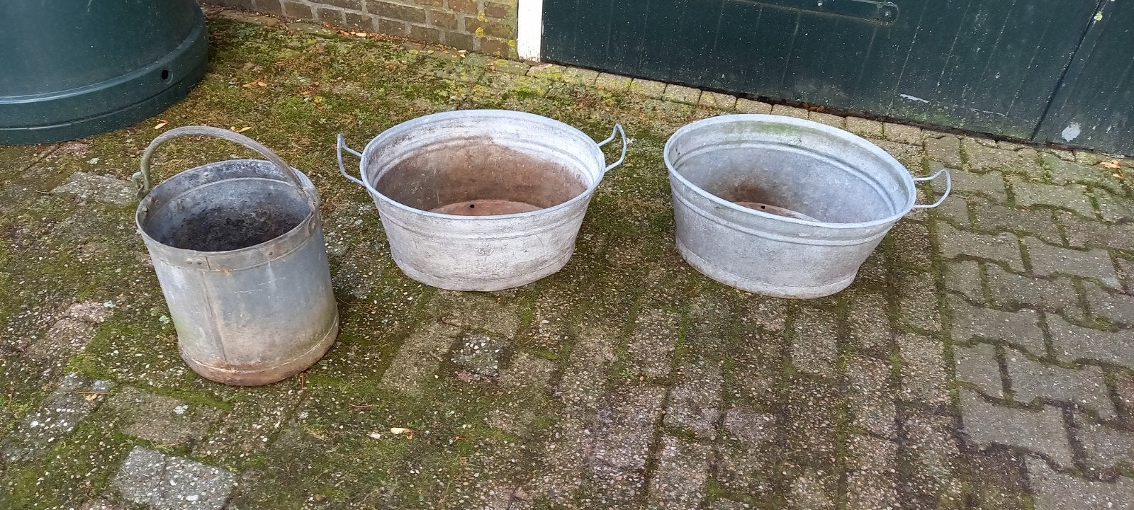 2 zinken teilen en 1 emmer, Ophalen, Overige materialen, Rond, Minder dan 40 cm