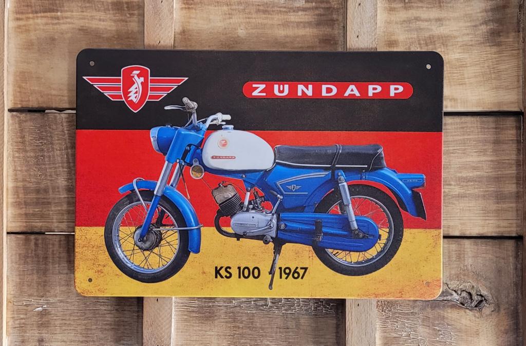 Zundapp KS100 1967 reclamebord van metaal wandbord deco, Ophalen of Verzenden, Nieuw, Auto's