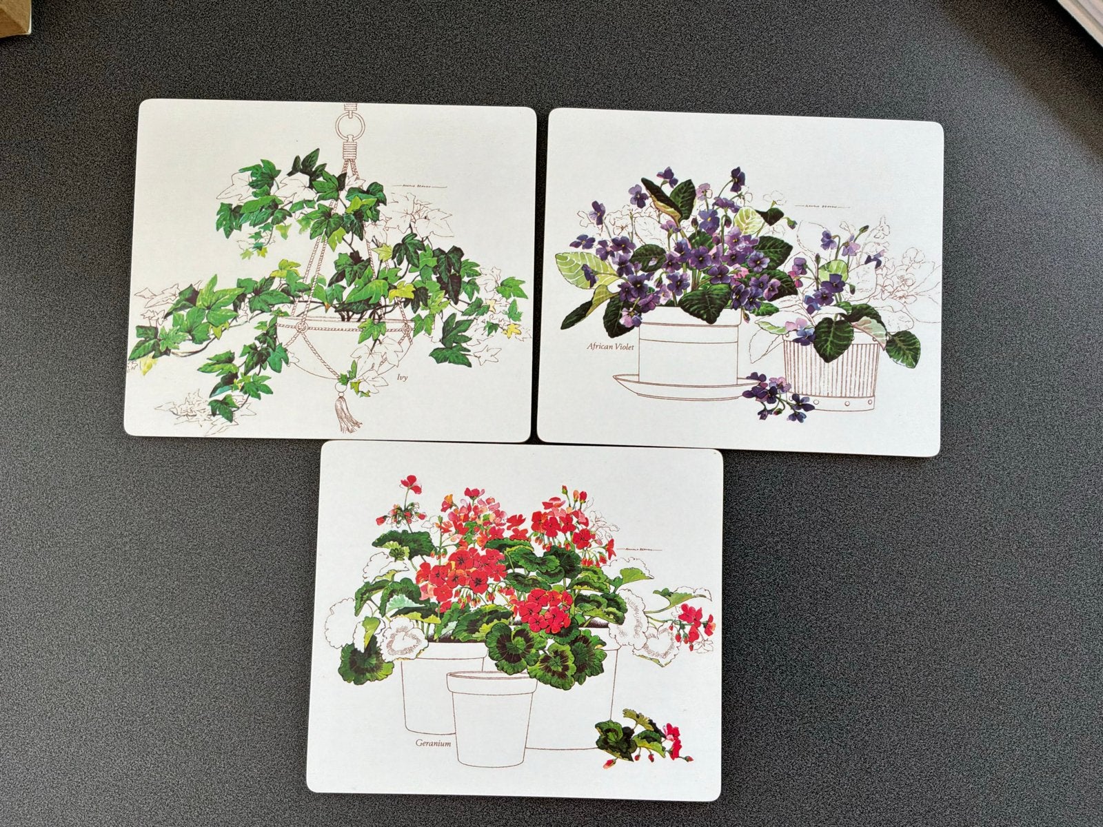 Vintage onderzetters met bloemenprint (set van 3), Vintage, Meerkleurig, Overige materialen, Ophalen of Verzenden