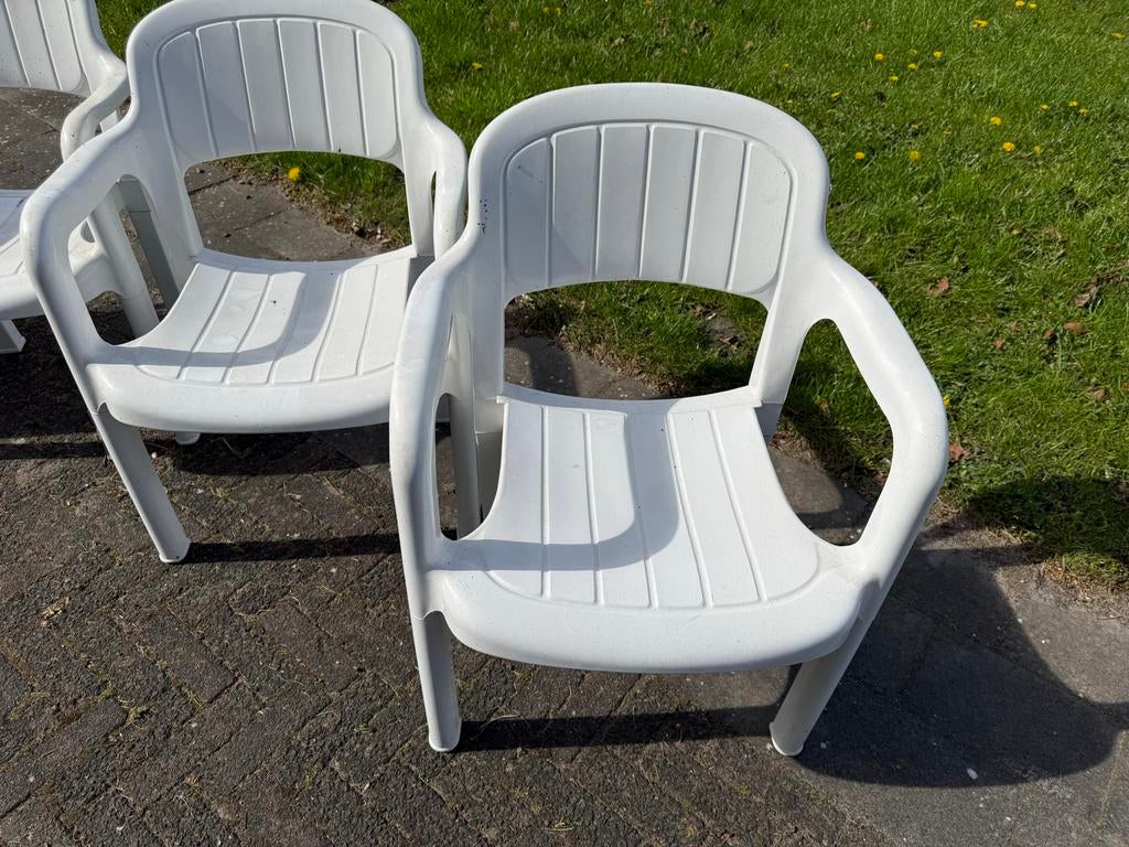 Witte tuinstoelen, Ophalen, Gebruikt, Plastic, Stapelbaar