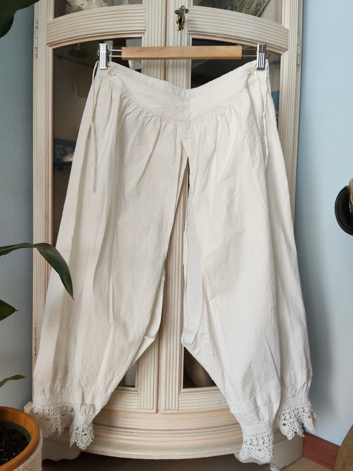 antiek wit katoenen culotte victoriaans ondergoed, Antiek en Kunst, Ophalen of Verzenden
