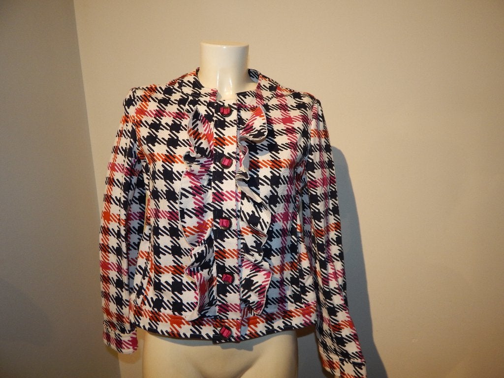Red Valentino jasje kleur ruiten ruffel knopen met strik I46