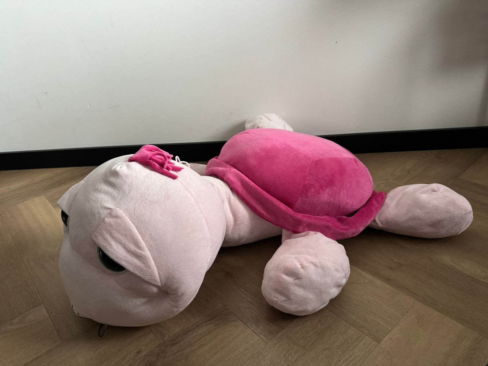 Schildpad knuffel roze groot 86 x 77 cm, Gebruikt, Overige typen, Ophalen of Verzenden, Roze