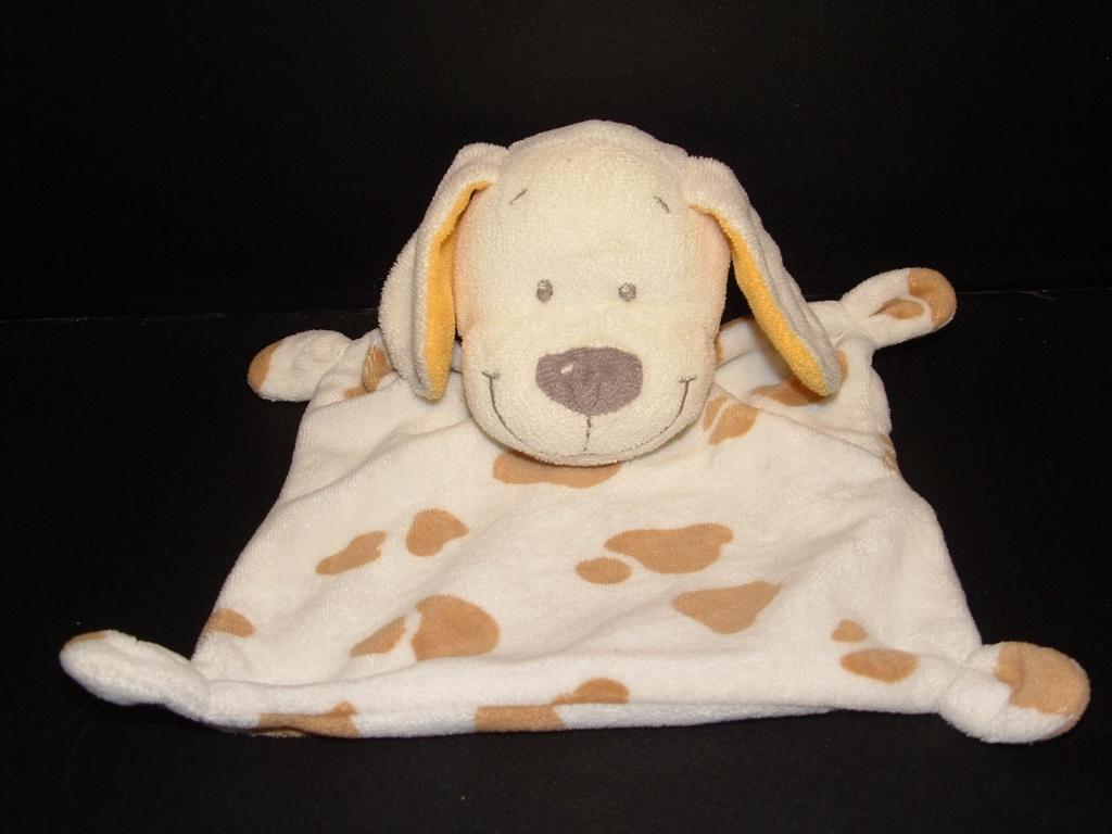 NICOTOY HOND KNUFFELDOEKJE VELOURS WIT MET BEIGE, Kinderen en Baby's, Speelgoed | Knuffels en Pluche, Verzenden, Nieuw, Overige typen