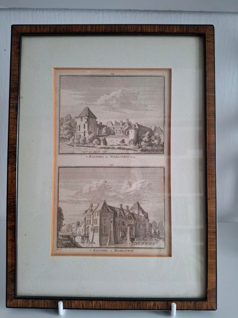 Kopergravures Kasteel IJsselstein 1744, Antiek en Kunst, Ophalen of Verzenden