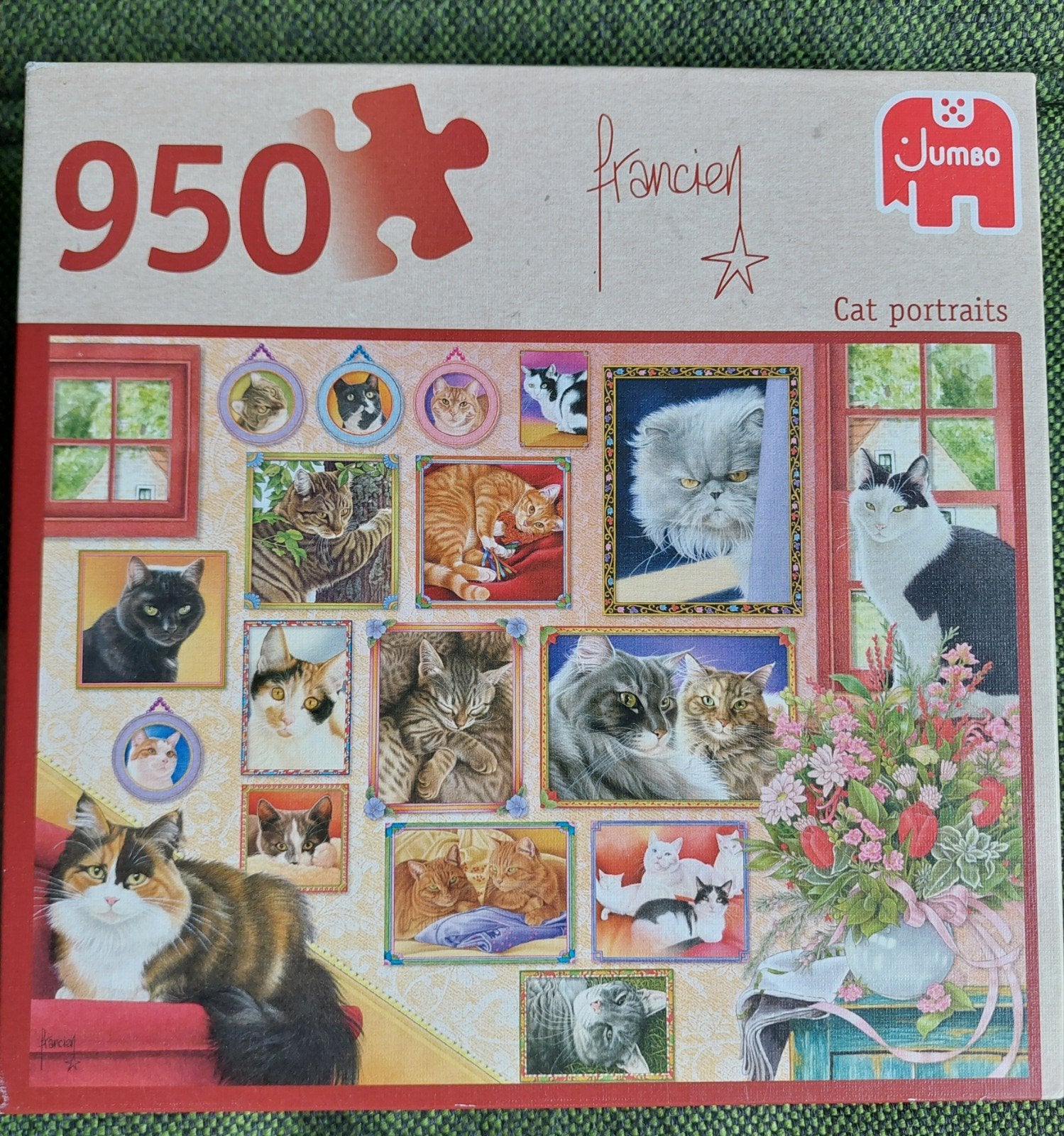Jumbo Francien's Katten Portretten puzzel 950 stukjes, Ophalen of Verzenden, 500 t/m 1500 stukjes, Gebruikt, Legpuzzel