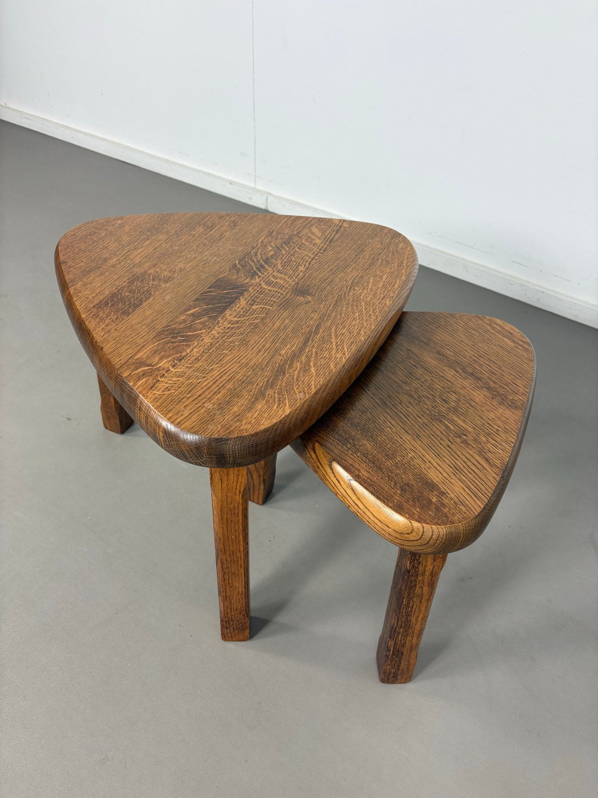 Set van 2 Vintage Eiken Brutalistische Nesttafels Jaren '60, Ophalen of Verzenden