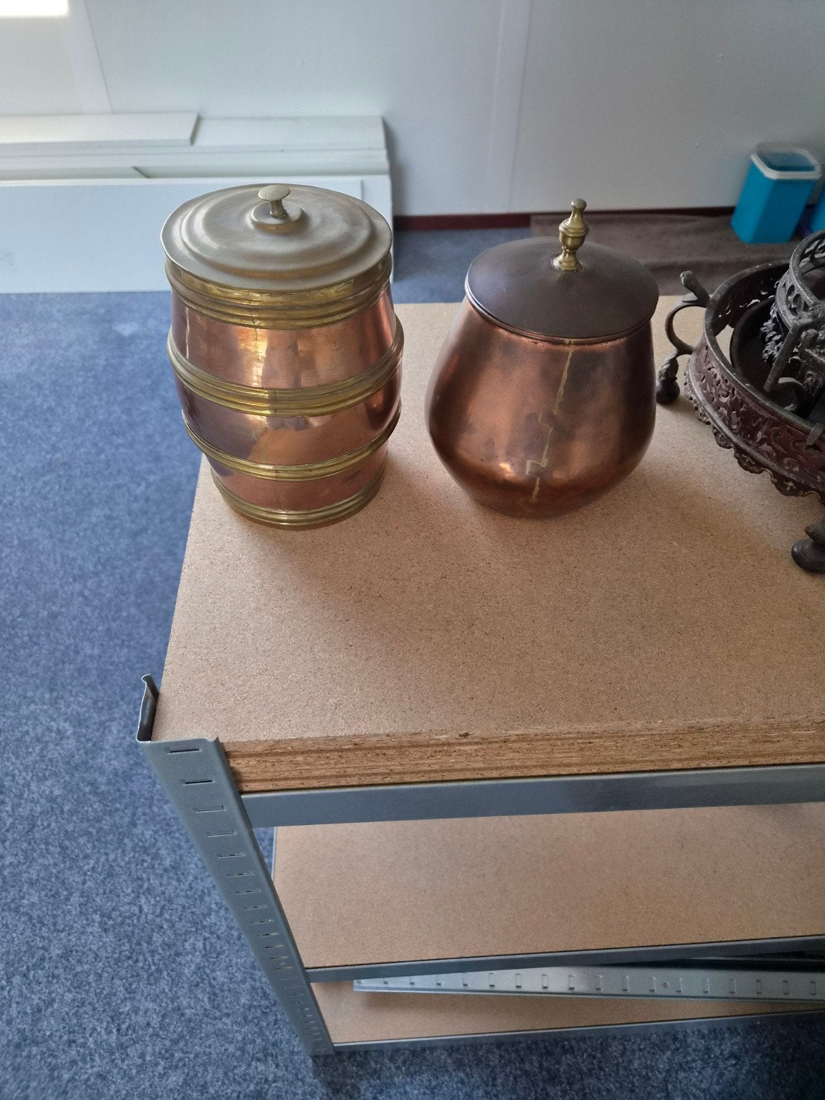 2 Antieke Koperen Tabakspotten samen 85 euro, Ophalen of Verzenden