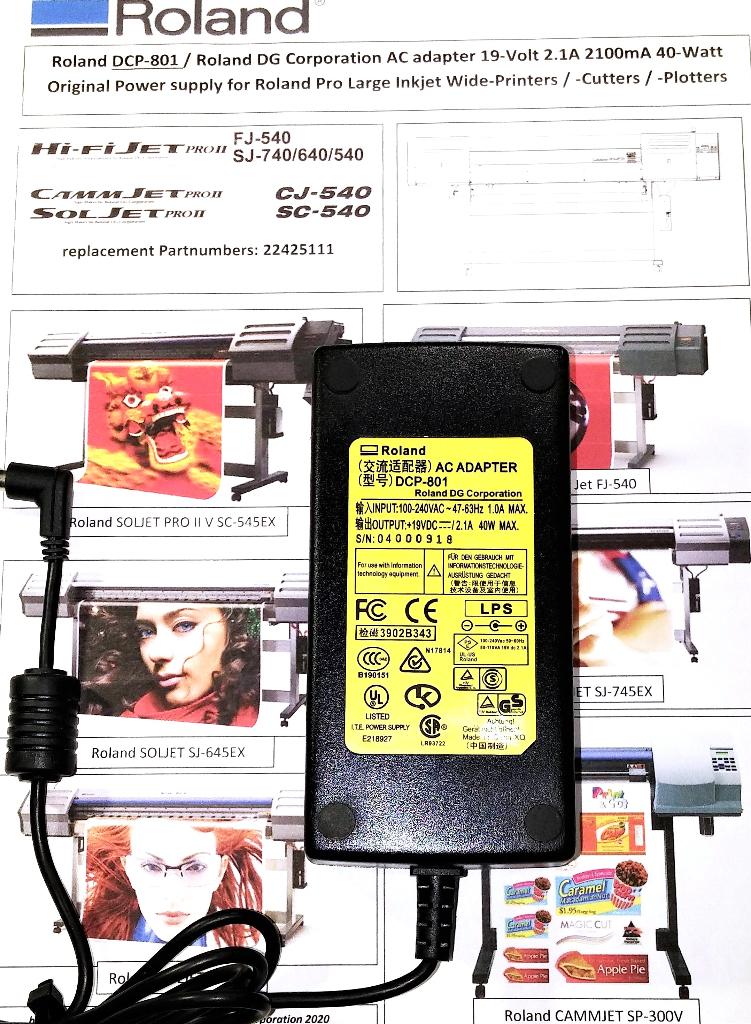 Roland DC-801 19V 2.1A 40W Adapter EGX-20 Engraver 3D Stika, Ophalen of Verzenden, Zo goed als nieuw, Printerkabel, Roland DG