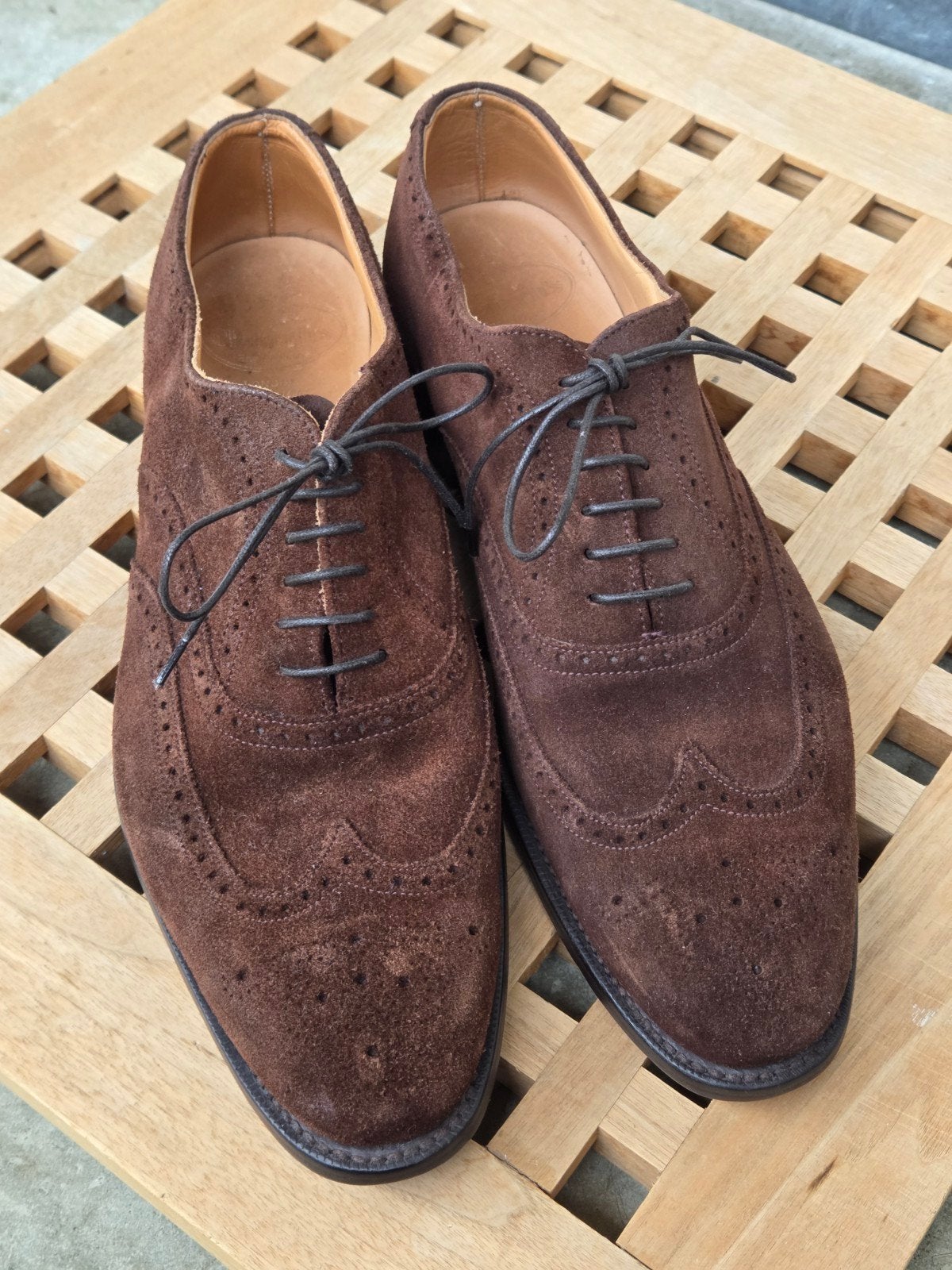 Church's Custom Grade suède veterschoenen - Maat 8F (42), Bruin, Gedragen, Veterschoenen, Chruch's