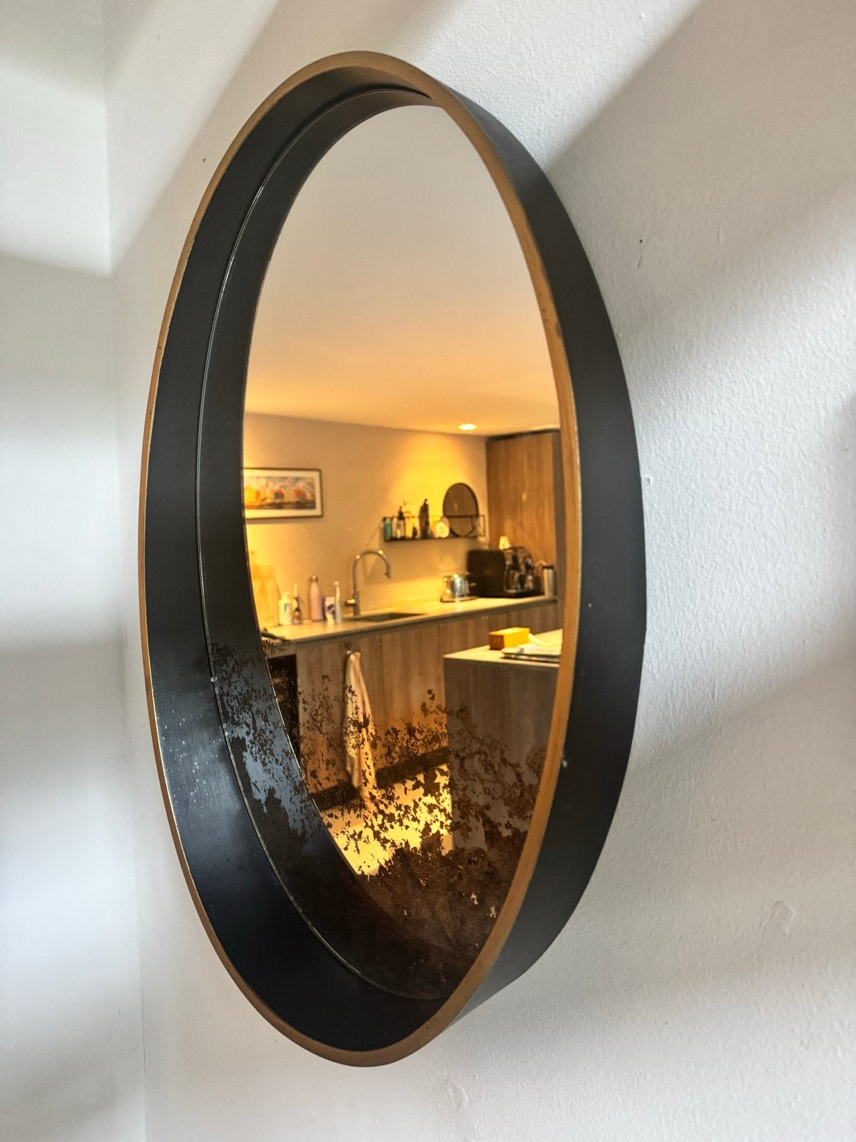 Ovale spiegel met verweerd effect 40 x 60 cm, Ophalen, Minder dan 50 cm, Gebruikt, Minder dan 100 cm