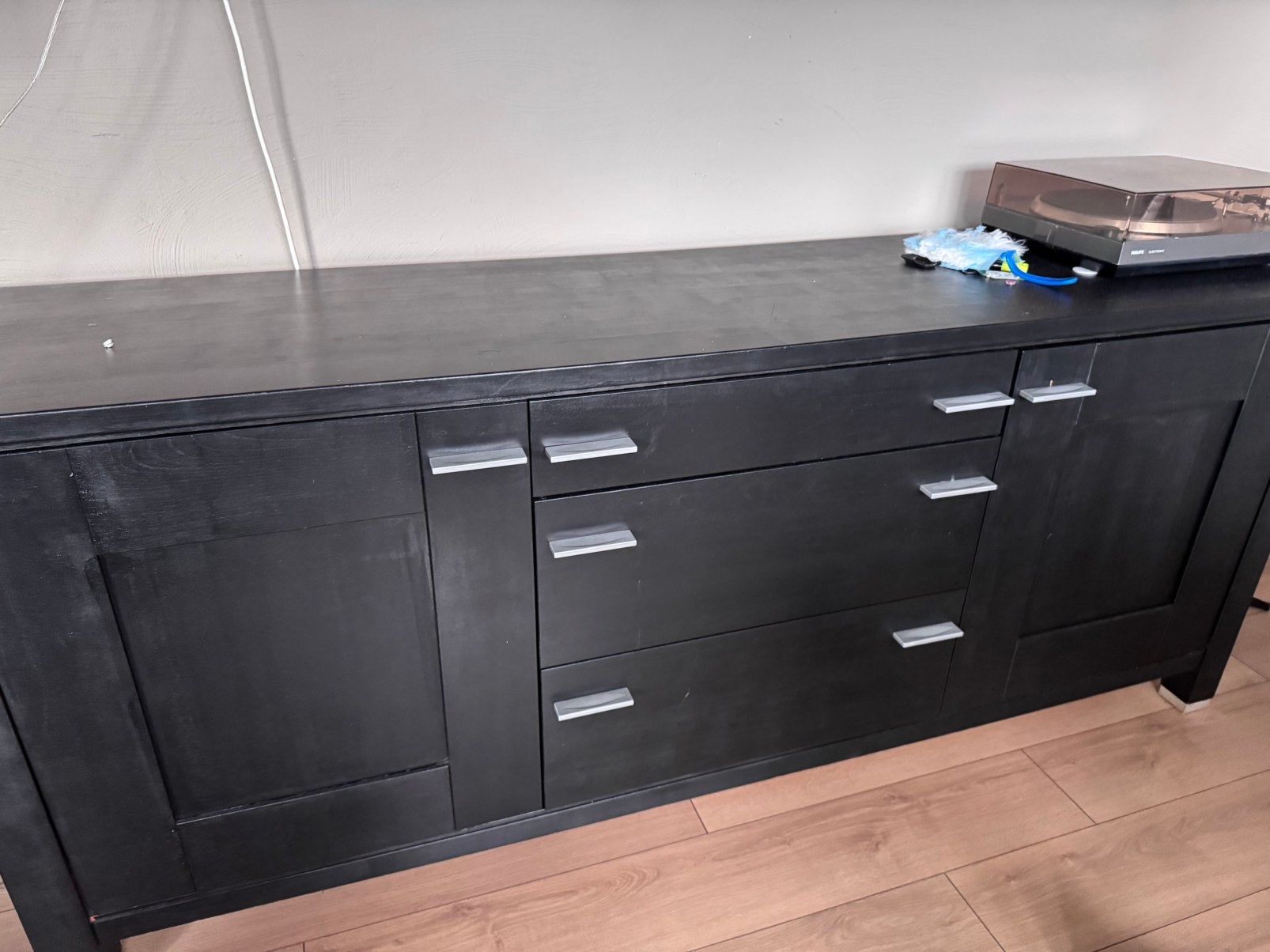 Zwart dressoir kersenhout, Huis en Inrichting, Kasten | Dressoirs, Ophalen, Gebruikt, Met deur(en), 200 cm of meer