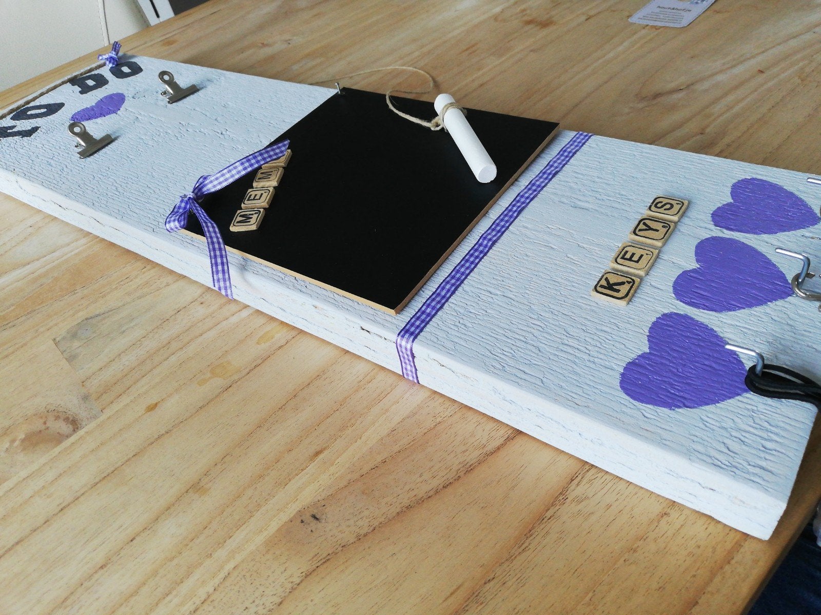 Handgemaakt memobord met krijtbord en sleutelhouders, Ophalen, Gebruikt, Krijtbord