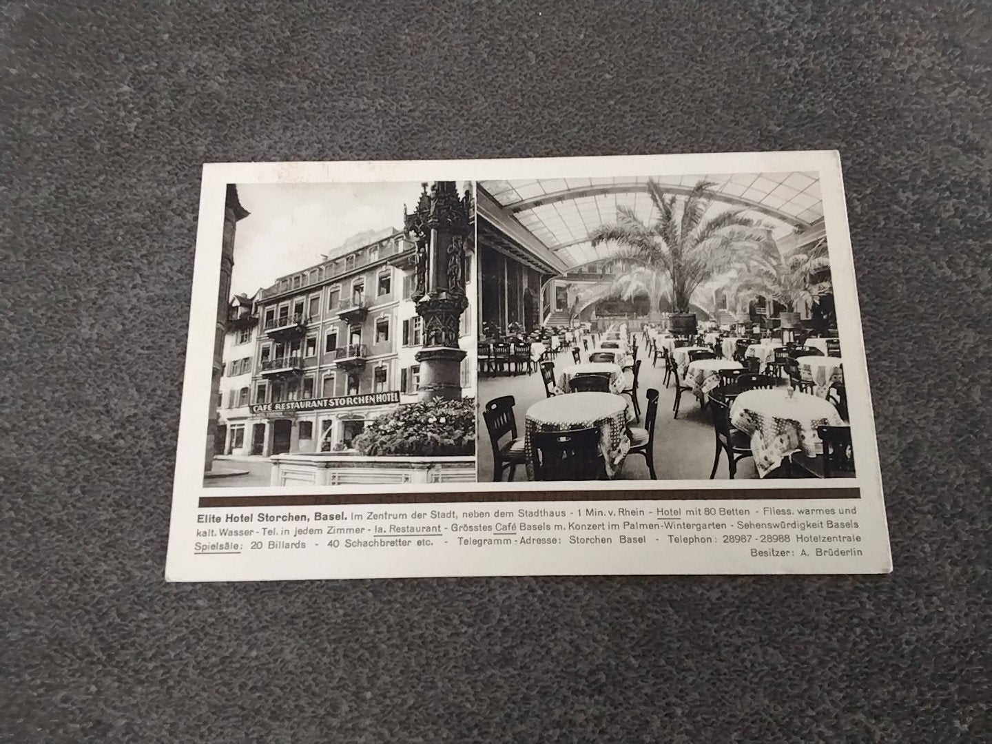 Zwitserland Basel Elite Hotel Storchenl, Ophalen of Verzenden, 1920 tot 1940, Ongelopen, Overig Europa