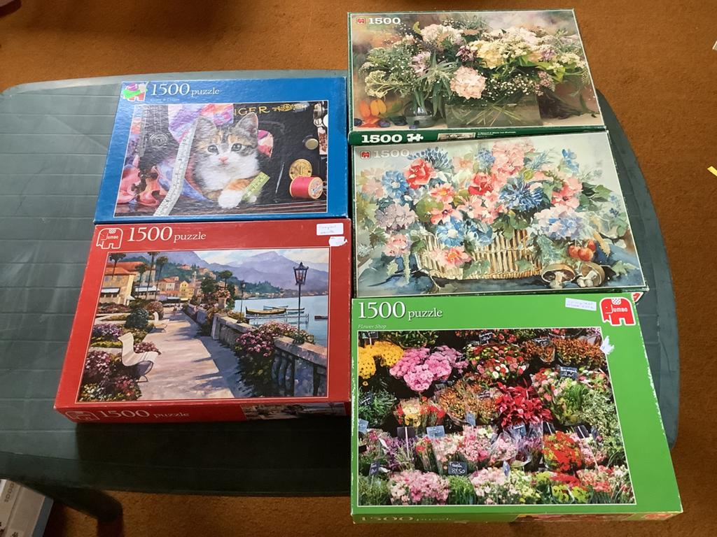 5 mooie Jumbo puzzels 1500 stukjes, Ophalen of Verzenden, 500 t/m 1500 stukjes, Zo goed als nieuw
