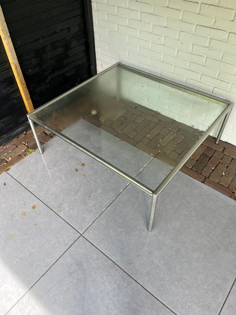 Glazen salon tafel, Huis en Inrichting, Tafels | Salontafels, Ophalen, Gebruikt, 100 tot 150 cm, Glas