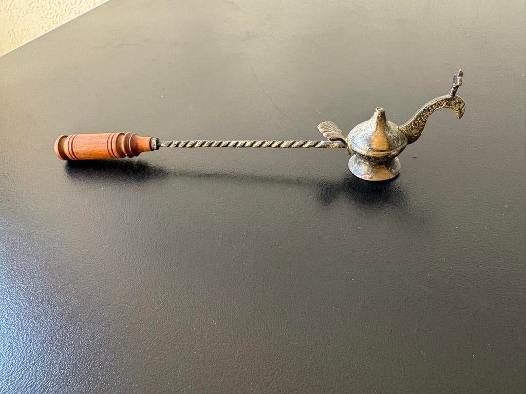 Antieke Kaarsendover met Houten Handvat en Vogelvorm, Ophalen of Verzenden