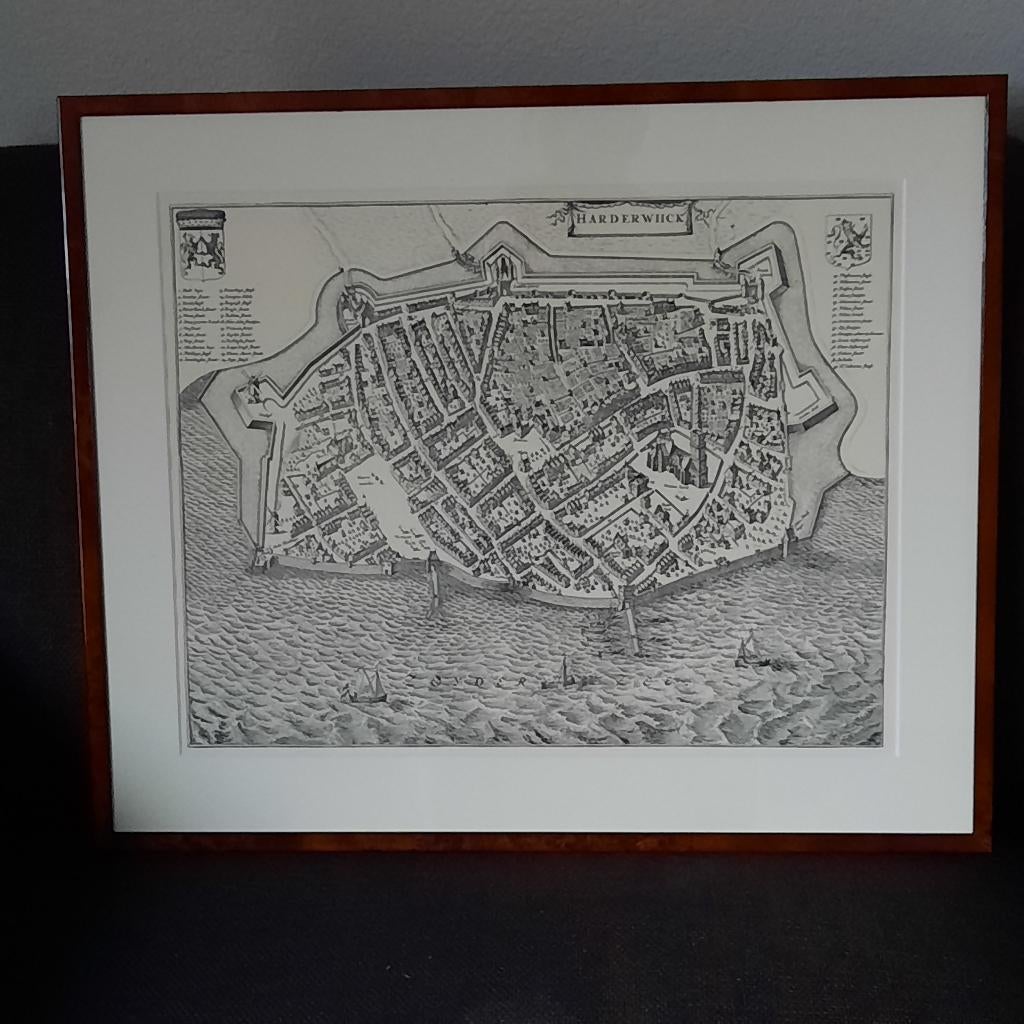 Reproductie stadsplattegrond van Harderwijk in lijst, Ophalen, Voor 1800, Nederland, Landkaart