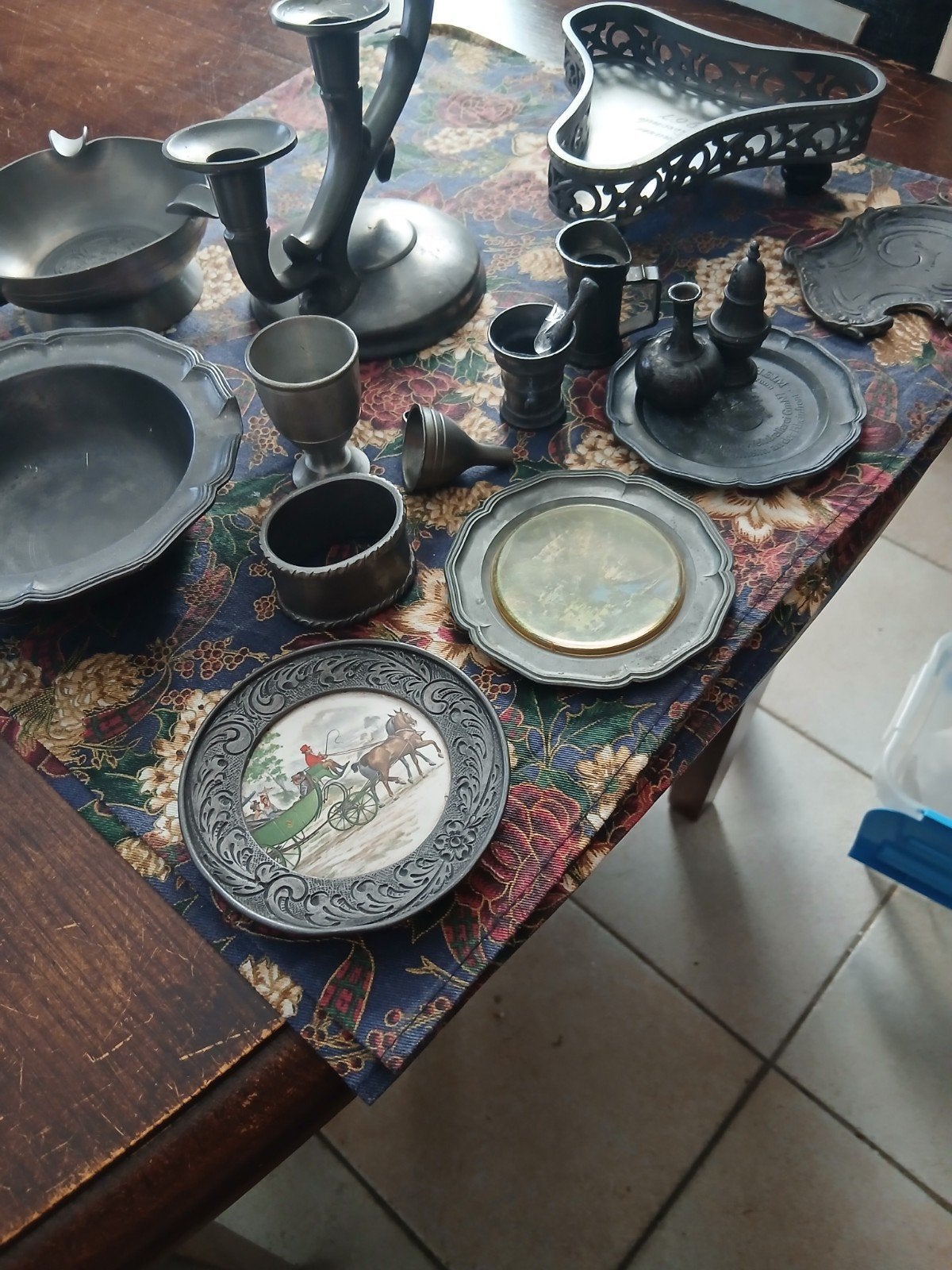 Diverse collectie tinnen voorwerpen, waaronder Metawa en Da, Antiek en Kunst, Ophalen of Verzenden