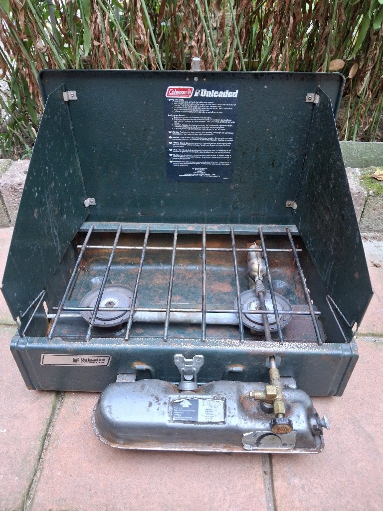 Vintage Coleman Dubbele Pit Benzinebrander campstove 424, Ophalen of Verzenden, Gebruikt