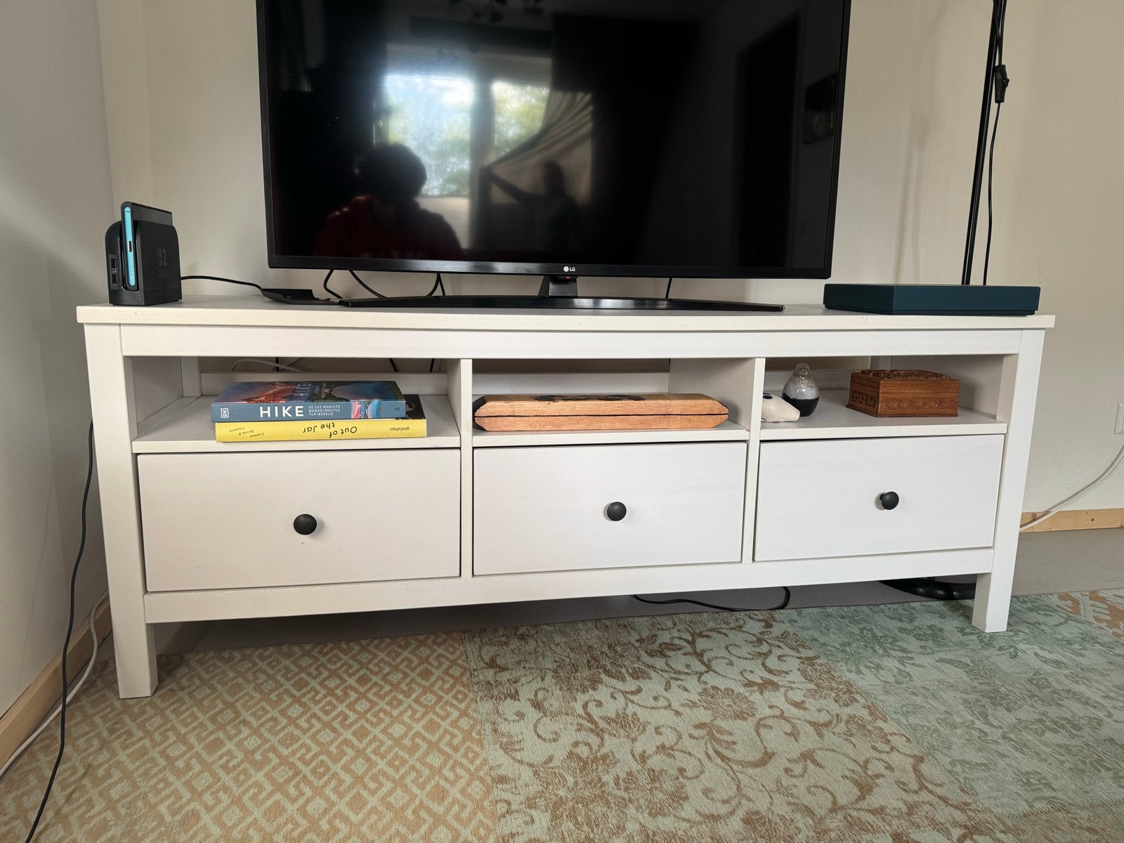Ikea Hemnes TV meubel wit, Ophalen, Gebruikt, 100 tot 150 cm, Minder dan 100 cm