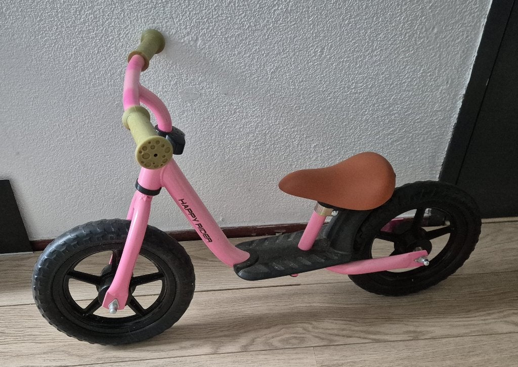 Playfun loopfiets 12 inch roze, Ophalen, Zo goed als nieuw, Loopfiets
