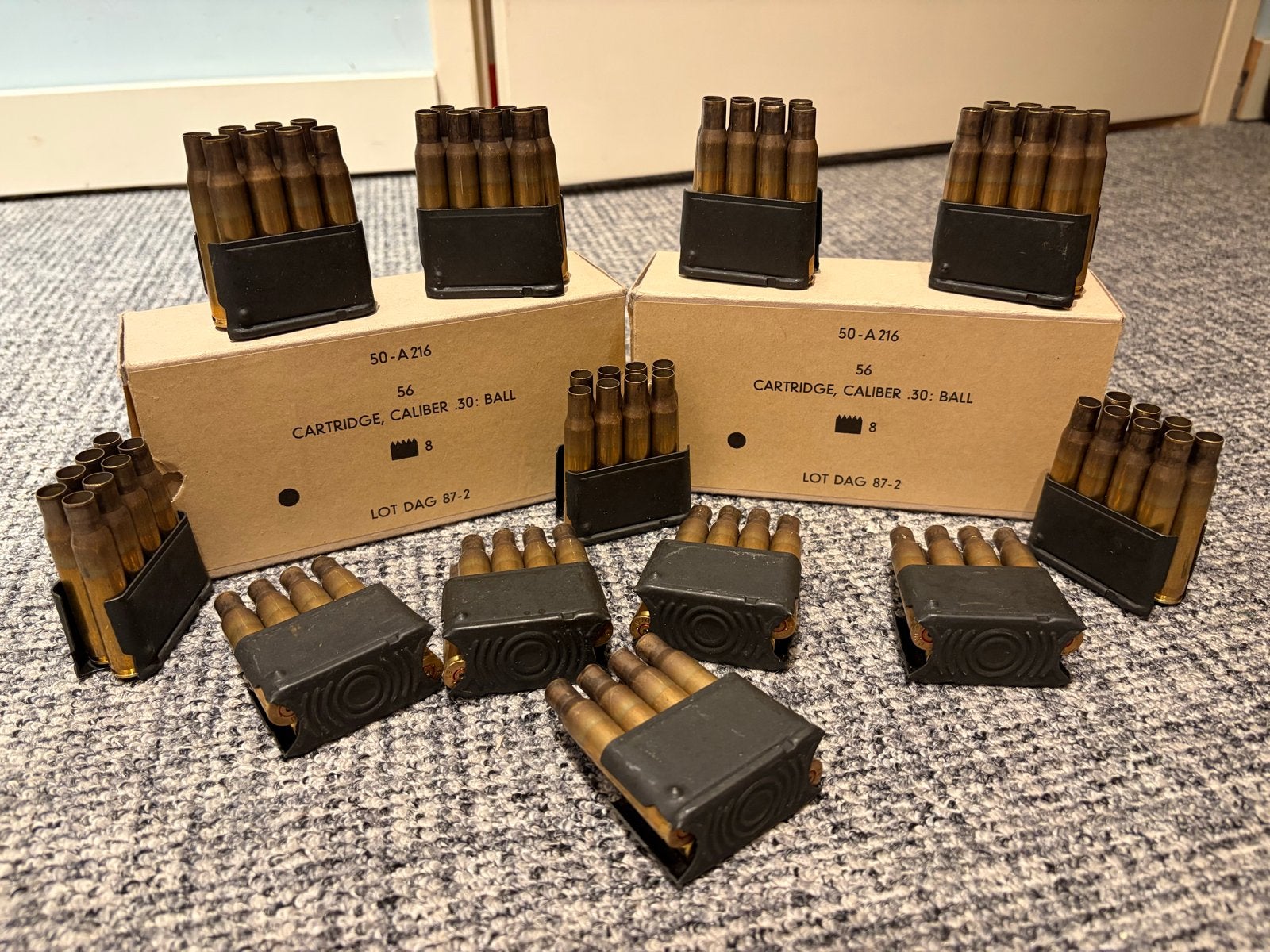 M1 Garand .30-06 clips met lege hulzen, Verzamelen, Ophalen of Verzenden, Landmacht, Amerika, Hulzen of Bodemvondsten