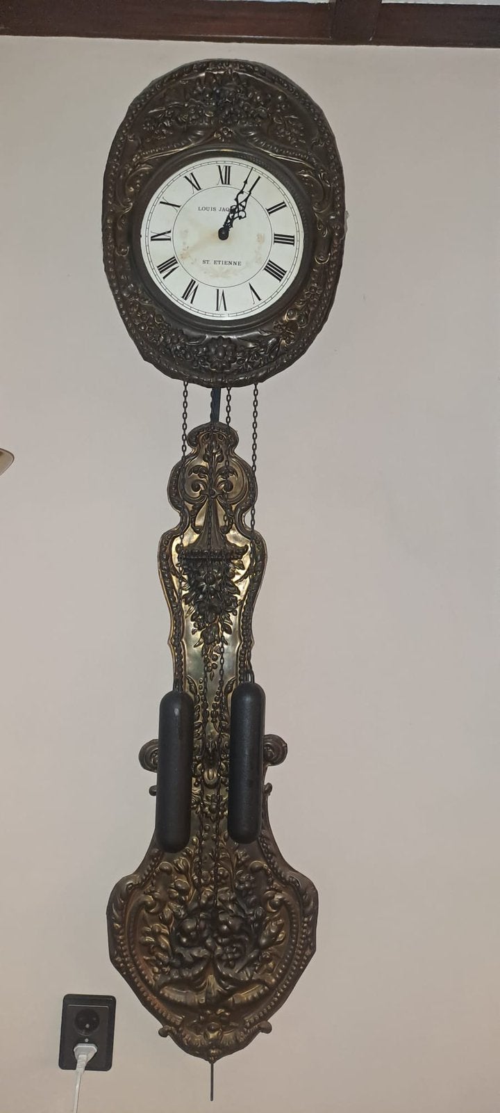 Mooie oude Louis Jaquine St Etienne wandklok, Ophalen
