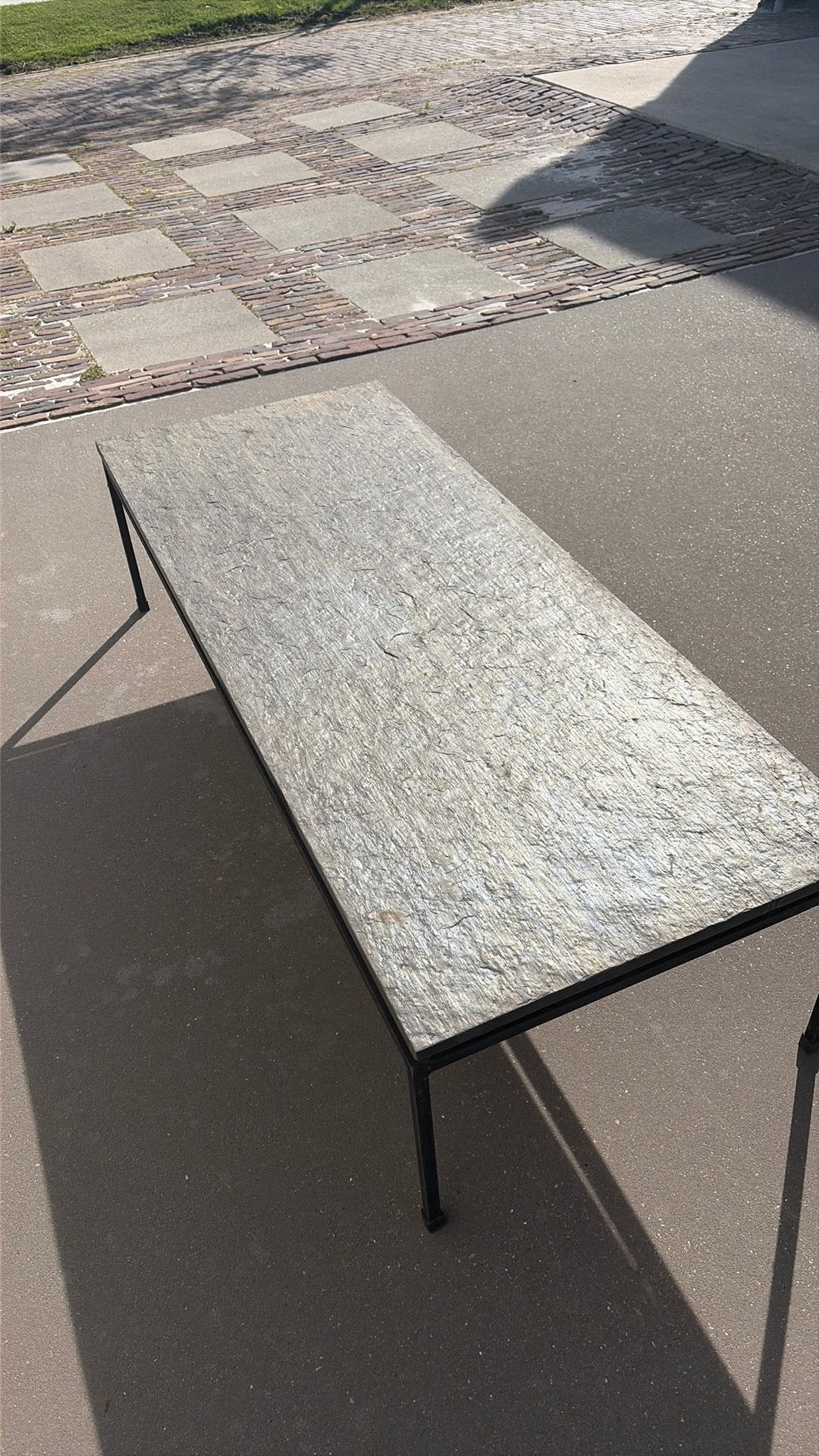 Prachtige leistenen salontafel, Ophalen, 100 tot 150 cm, 50 tot 100 cm, Zo goed als nieuw