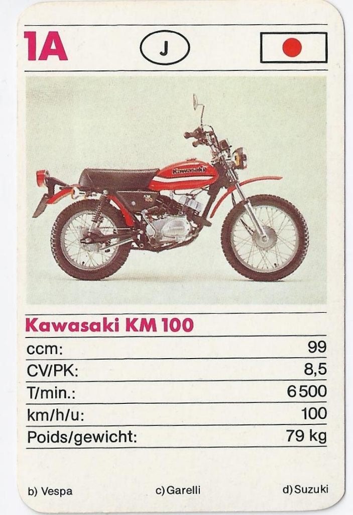Kw579 Motor verzamelplaatje 1a Kawasaki km 100, Ophalen of Verzenden, Zo goed als nieuw, Auto's