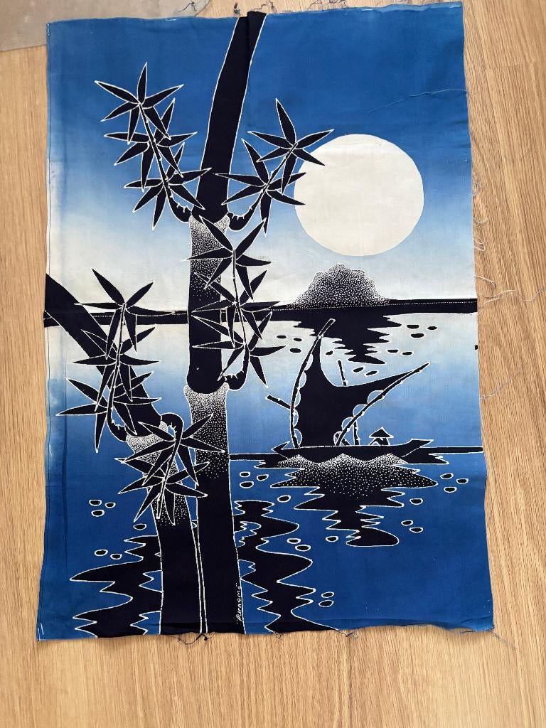 Batik blauwe kleuren, Antiek en Kunst, Ophalen of Verzenden