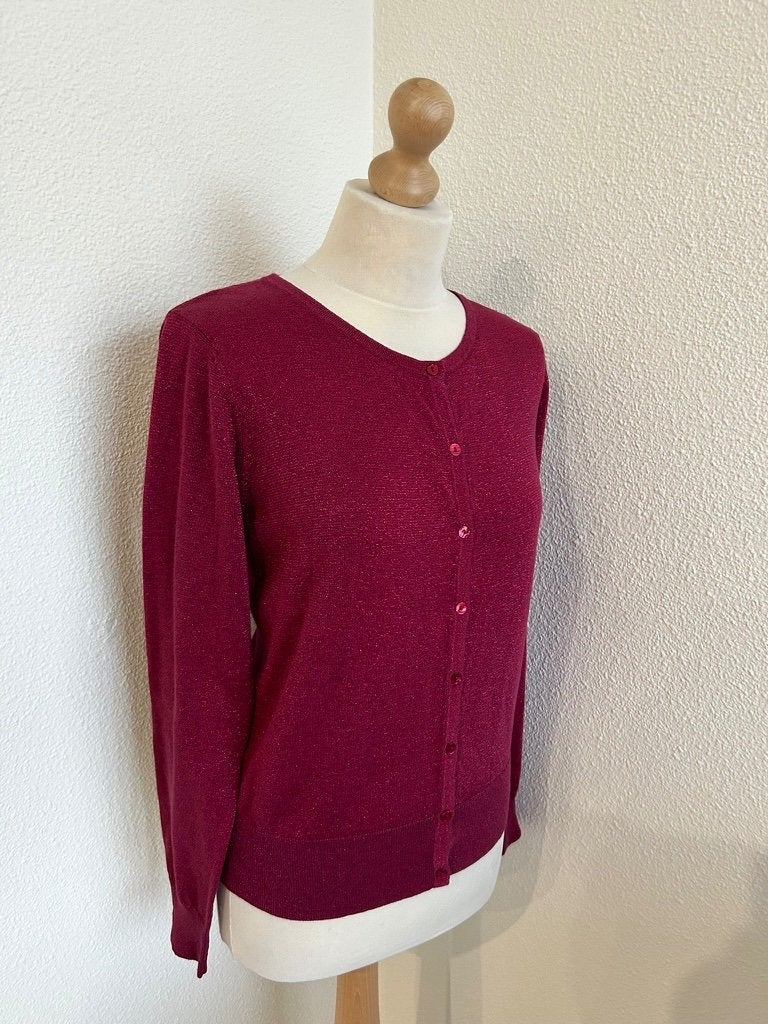 King Louie maat L paars glitter cardigan vest 3020, Paars, Maat 42/44 (L), Ophalen of Verzenden, Zo goed als nieuw