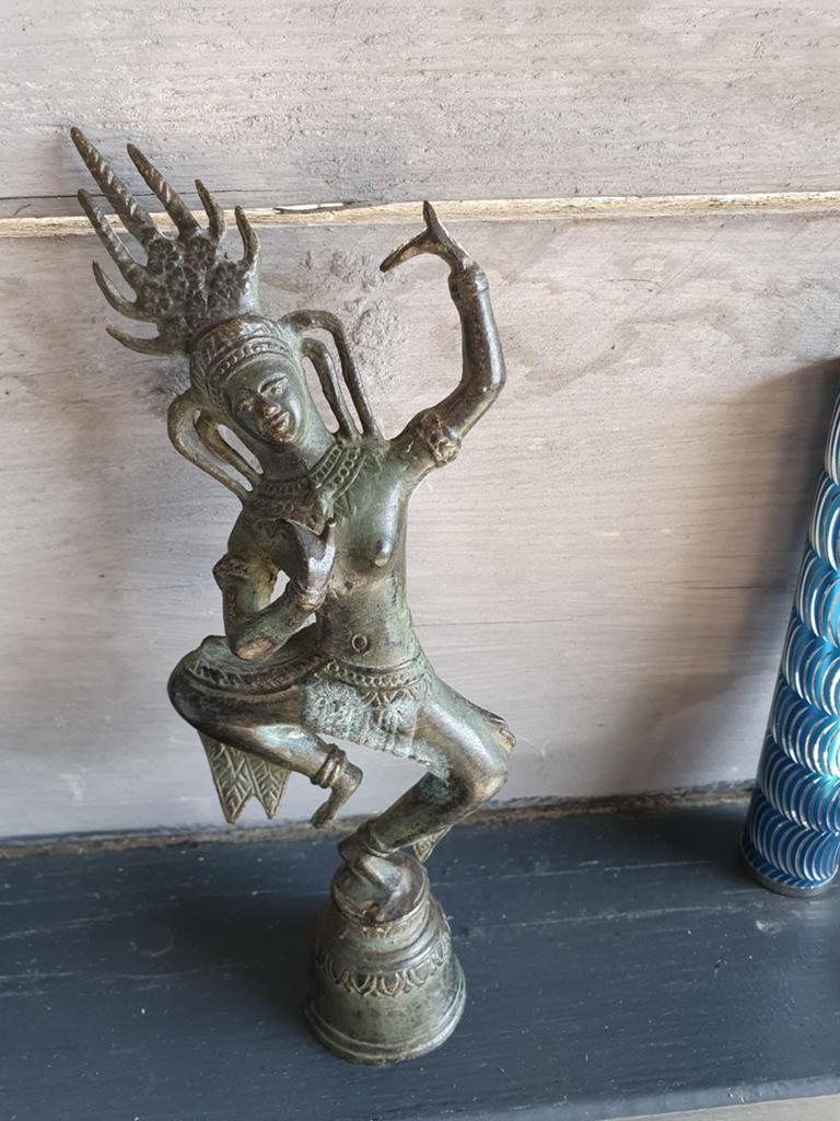 Set van 3 bronzen Thaise beelden antiek, Antiek en Kunst, Ophalen of Verzenden