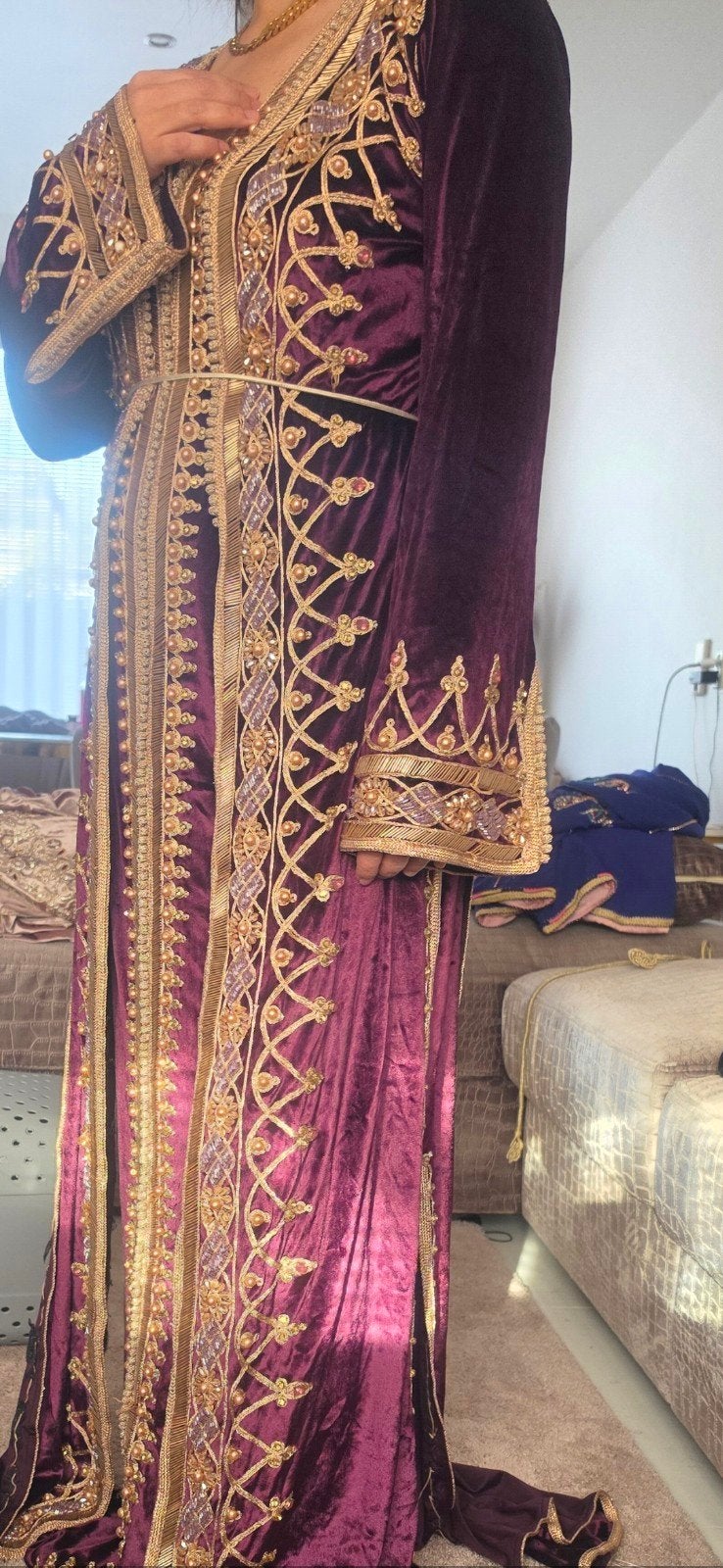 Prachtige paarse Takchita - Marokkaanse jurk, Kleding | Dames, Maat 38/40 (M), Overige typen, Paars, Ophalen of Verzenden