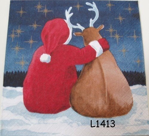 Servetten decoupage/bullet journal * kerstman+rendier L1413, Verzenden, Nieuw