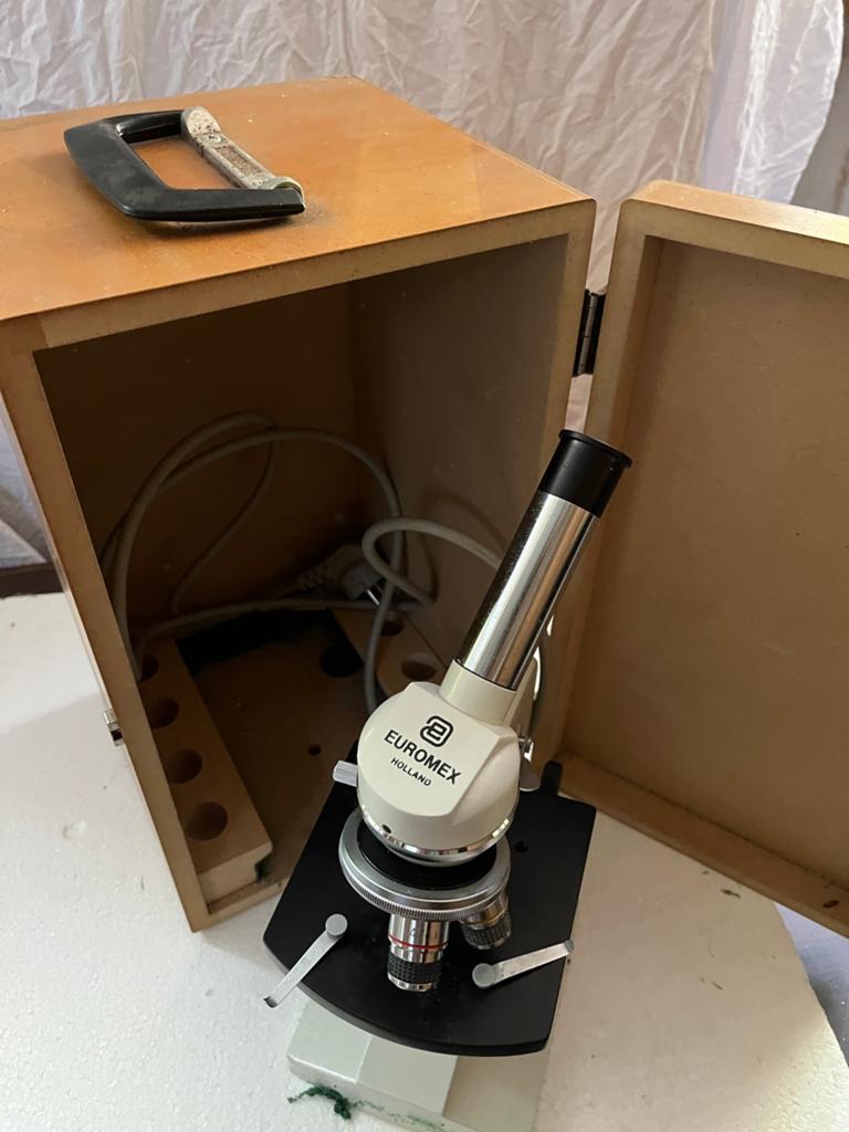 Euromex microscoop op stroom  in box, Ophalen, Gebruikt, Minder dan 400x