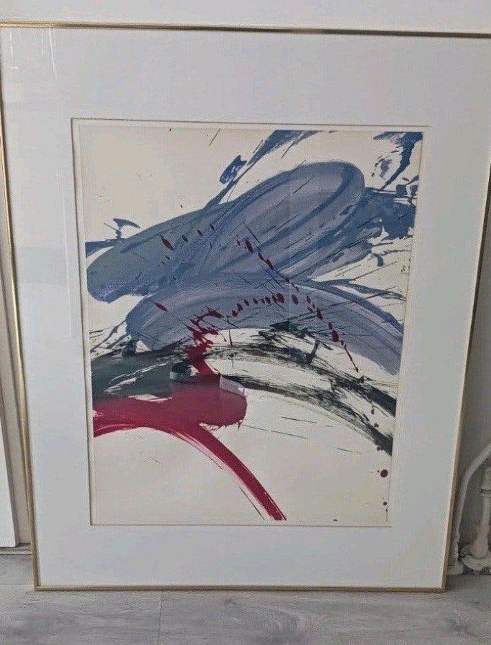Abstract schilderij in lijst Wil van Hoof 1991 gesigneerd, Antiek en Kunst, Ophalen of Verzenden