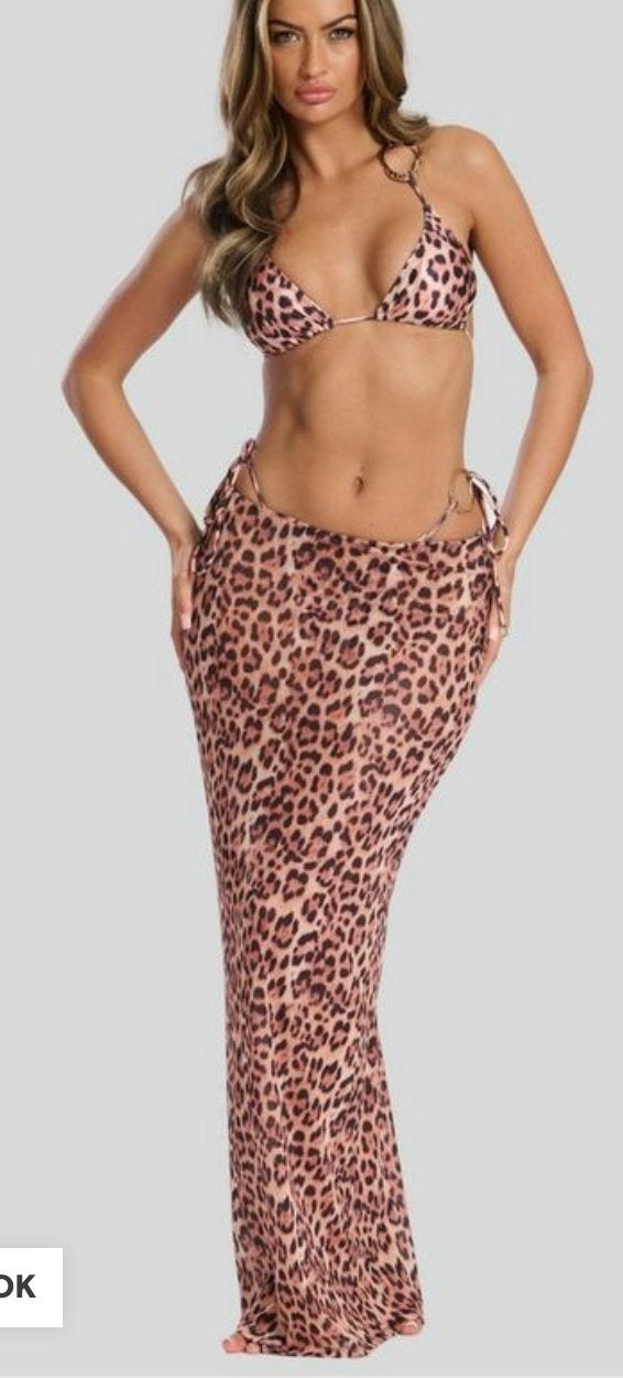South beach maxi skirt/rok leopard mesh mt. (38) 40 Nieuw, Kleding | Dames, Rokken, Maat 38/40 (M), Bruin, Nieuw, Ophalen of Verzenden