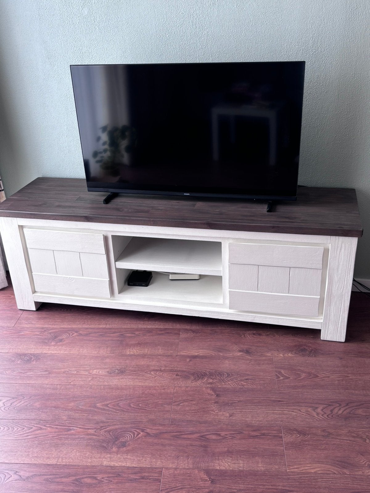 Tv meubel wit, Ophalen, Kunststof, Gebruikt, 150 tot 200 cm