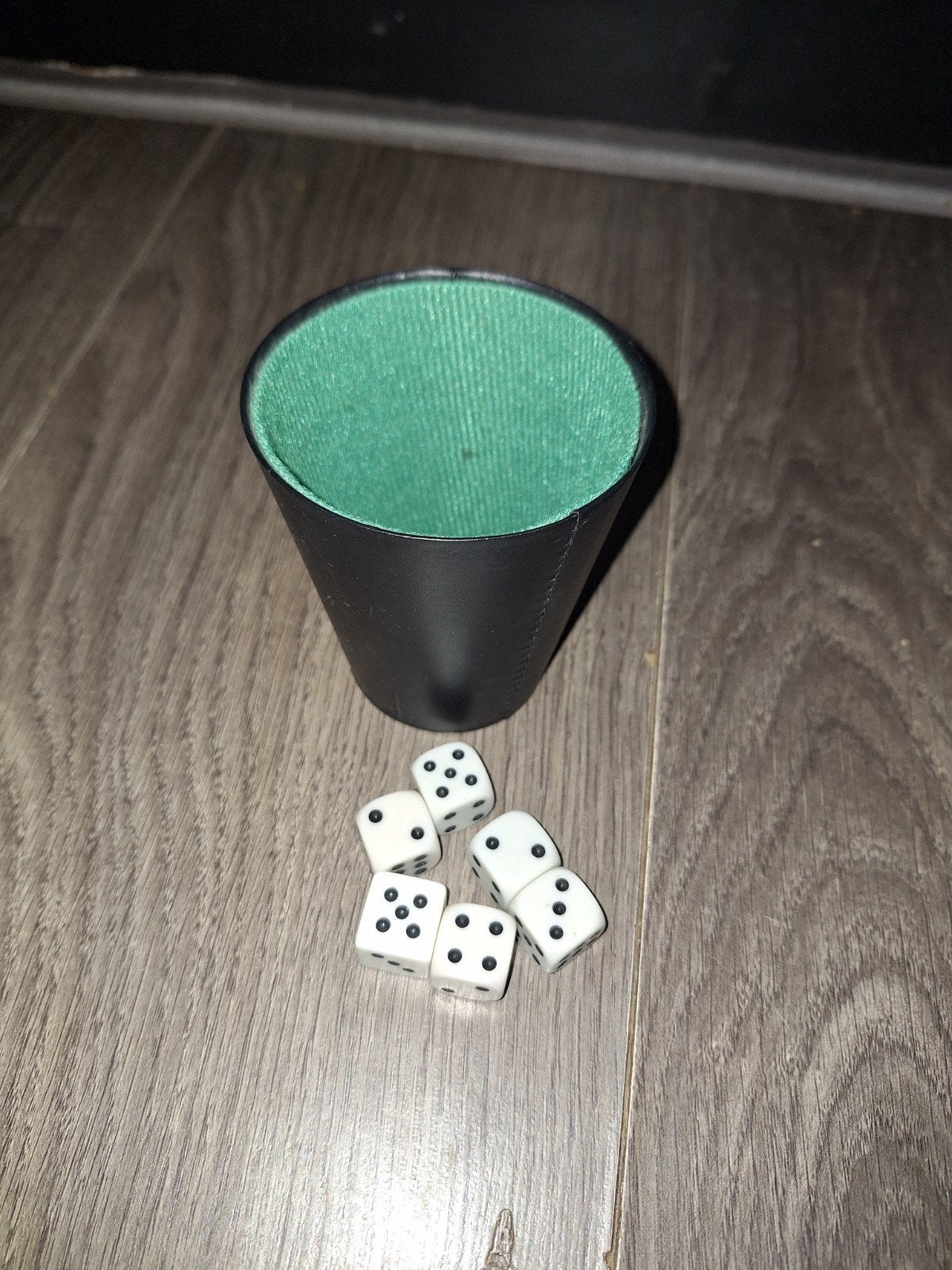 Dobbelbeker met dobbelstenen, Vijf spelers of meer, Ophalen of Verzenden, Gebruikt, Onbekend