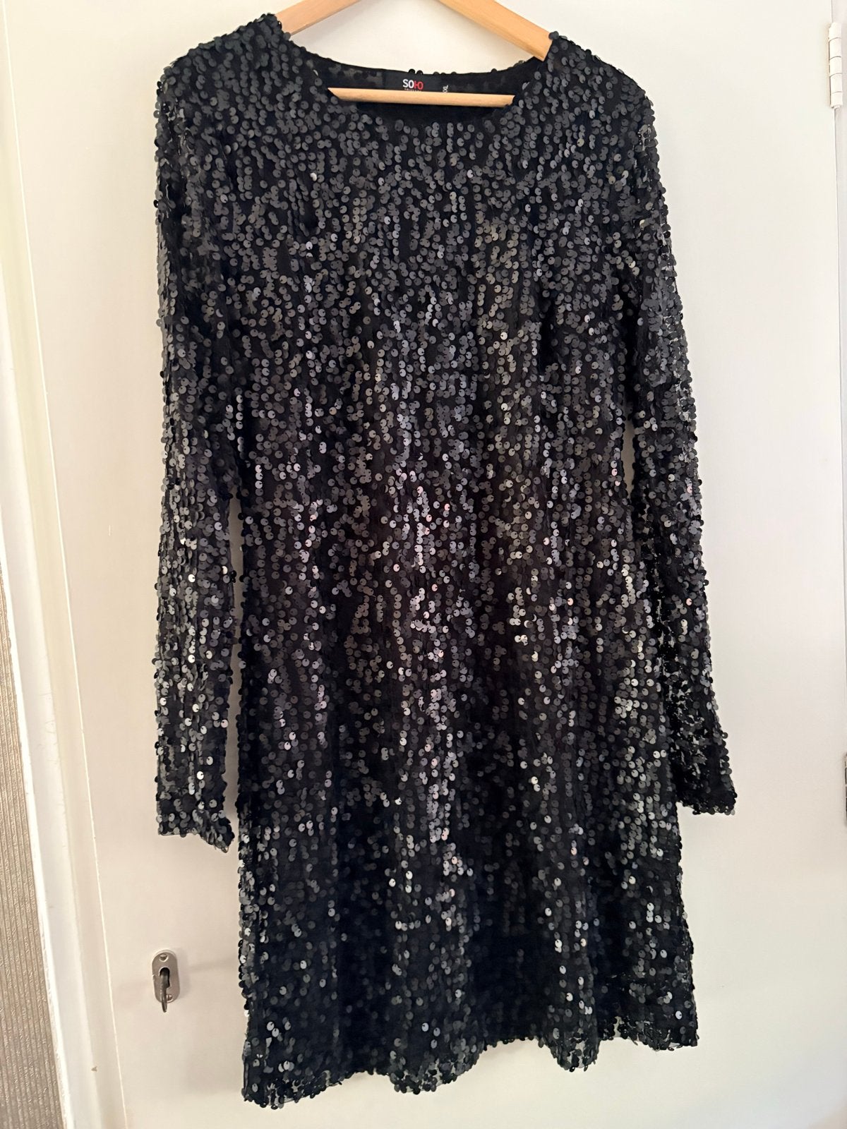 Zwarte paillettenjurk van SOHO Collection, maat XXL, Verzenden, Zwart, Maat 46/48 (XL) of groter, Zo goed als nieuw