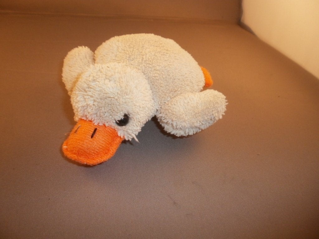 klein eend velours bruin crème oranje 13 cm zwarte ogen, Ophalen of Verzenden, Zo goed als nieuw, Eend, Wasbaar