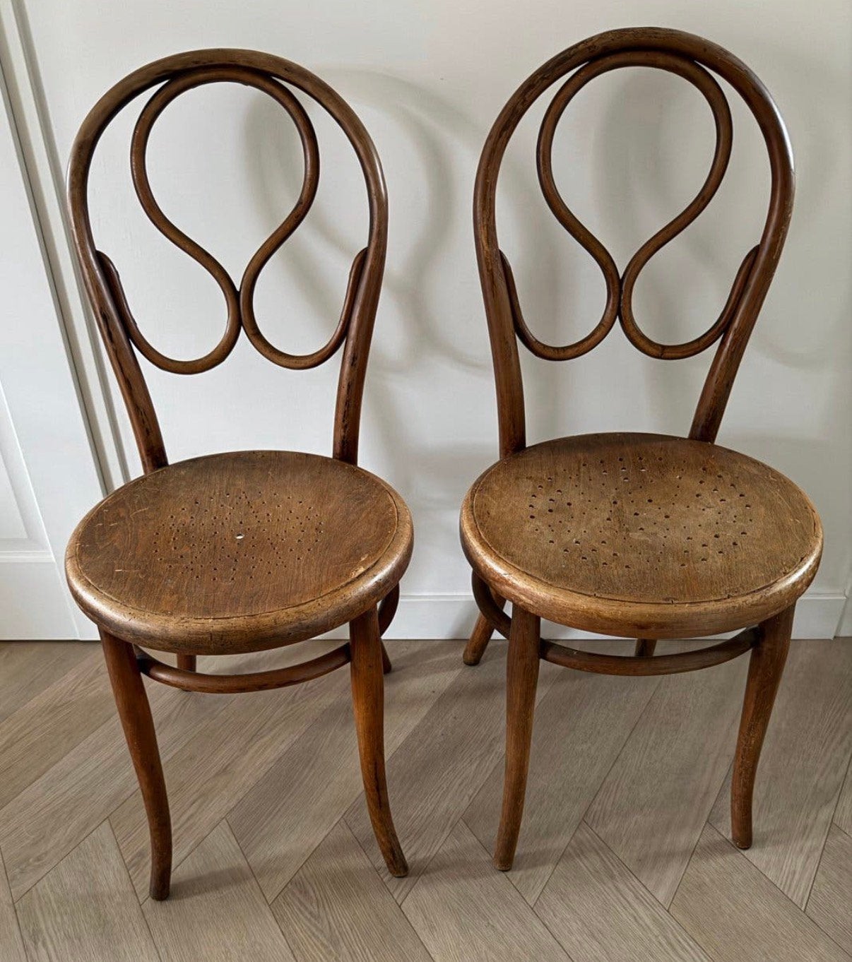 4 Zeldzame Thonet stoelen, Huis en Inrichting, Stoelen, Ophalen, Bruin, Zo goed als nieuw, Vier