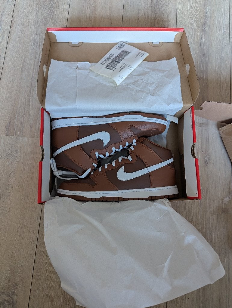 49,5 Nike Dunk High Retro “Chocolate”/Pecan White Cacao Wow, Kleding | Heren, Schoenen, Bruin, Nike, Ophalen of Verzenden, Sneakers of Gympen