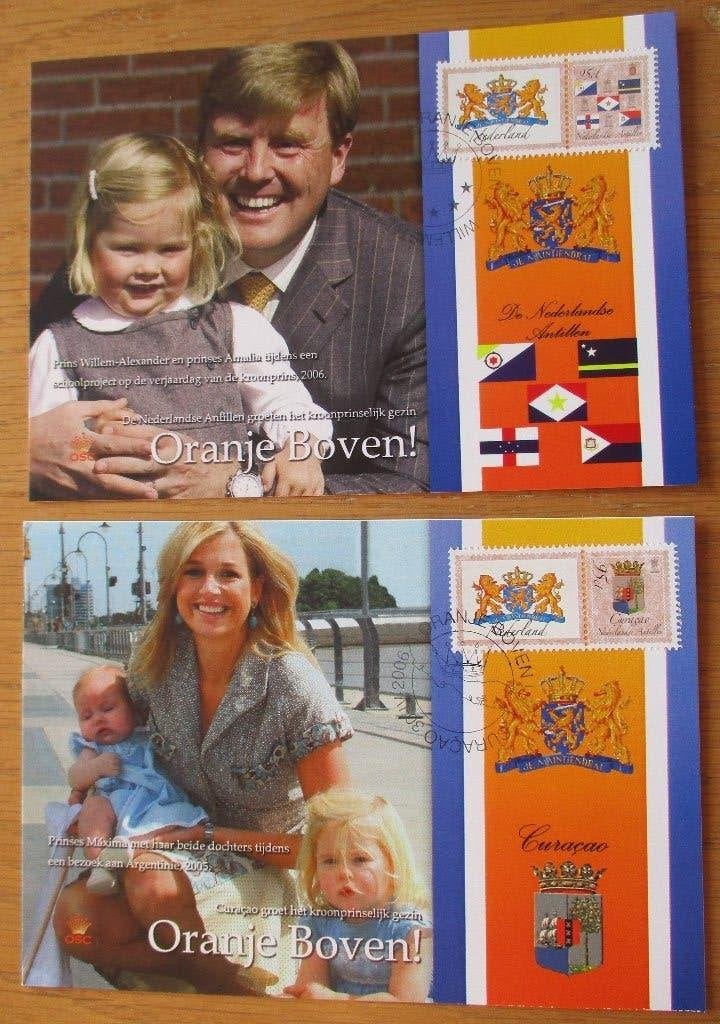 Oranje boven! serie maximumkaarten Nederlandse Antillen 2006, Verzenden, Gestempeld, Koningshuis