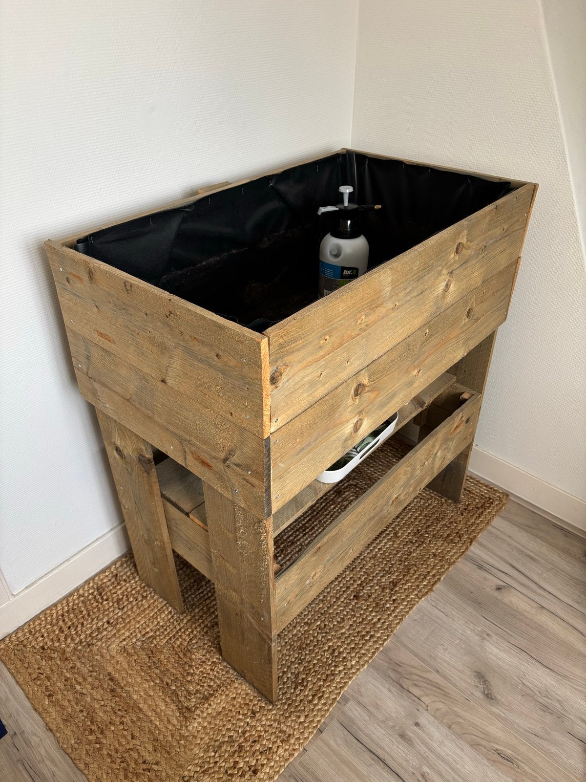 Houten kweektafel/plantenbak met kweeklampen, Ophalen, Gebruikt, Binnen, 60 tot 100 cm