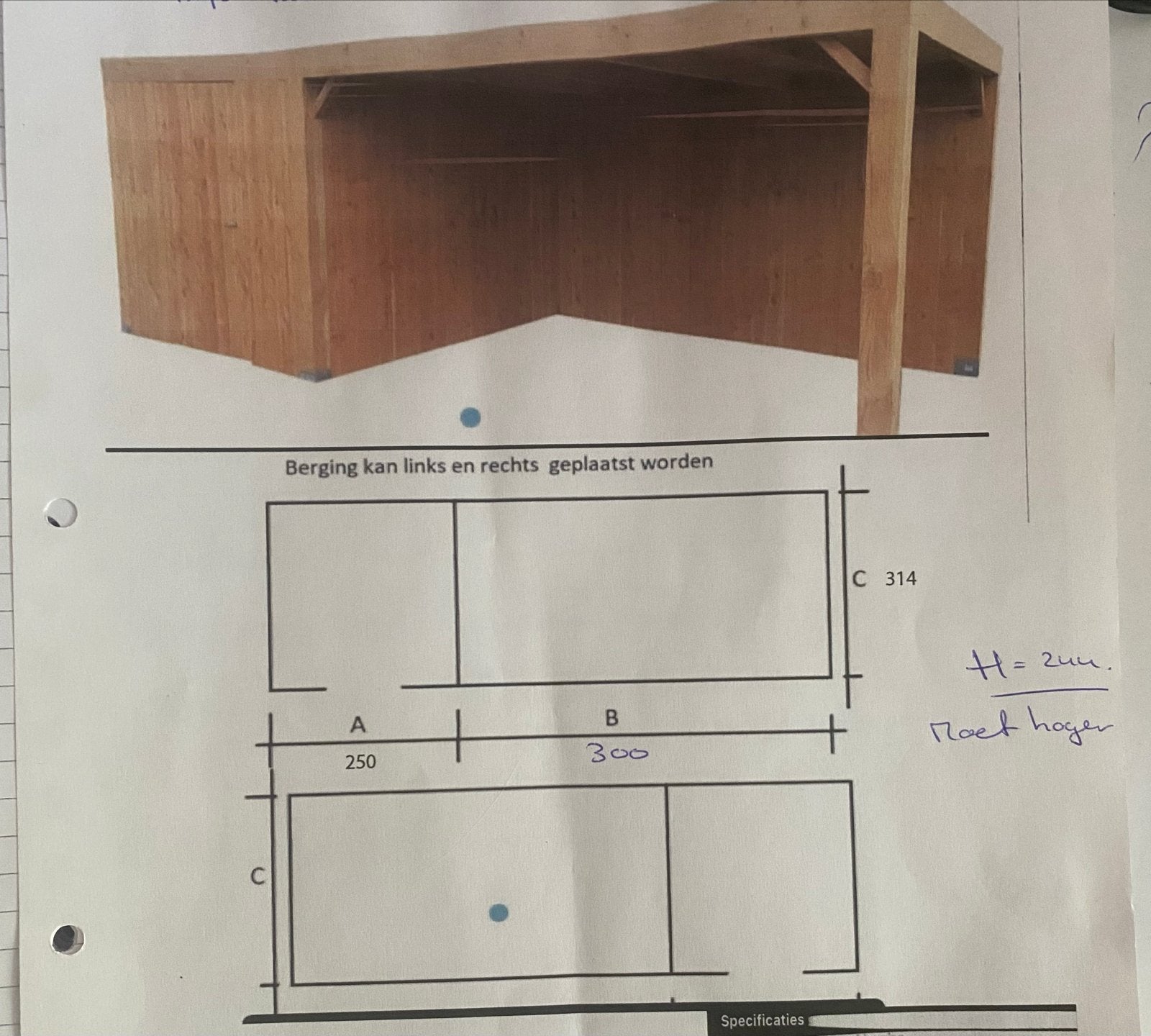 Bouwpakket Schuur-Overkapping 550x314xh244cm, Ophalen, Nieuw, Hout, Overige typen