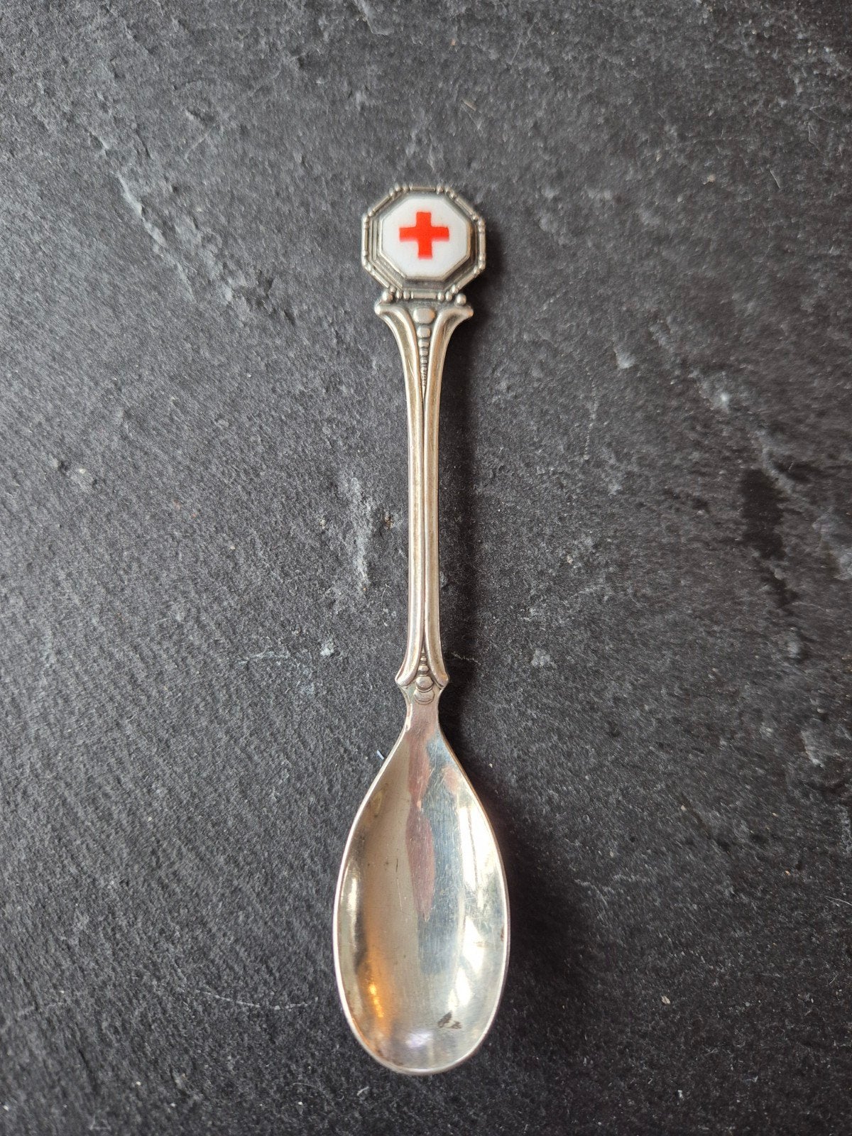 Antieke Rode Kruis Lepel - Verzilverd (90), Ophalen of Verzenden