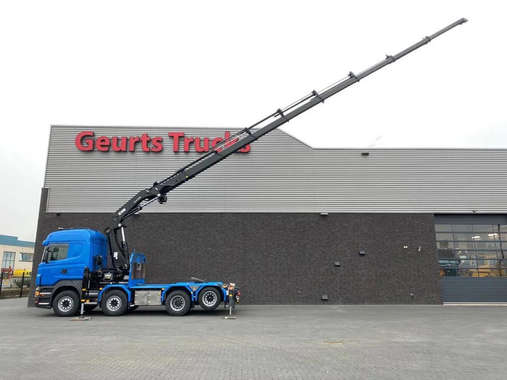 Scania R560 V8 8X2 TREKKER/BAKWAGEN + HIAB 477E-8 HIPRO KRAA, Auto's, Automaat, Euro 5, Scania, Blauw