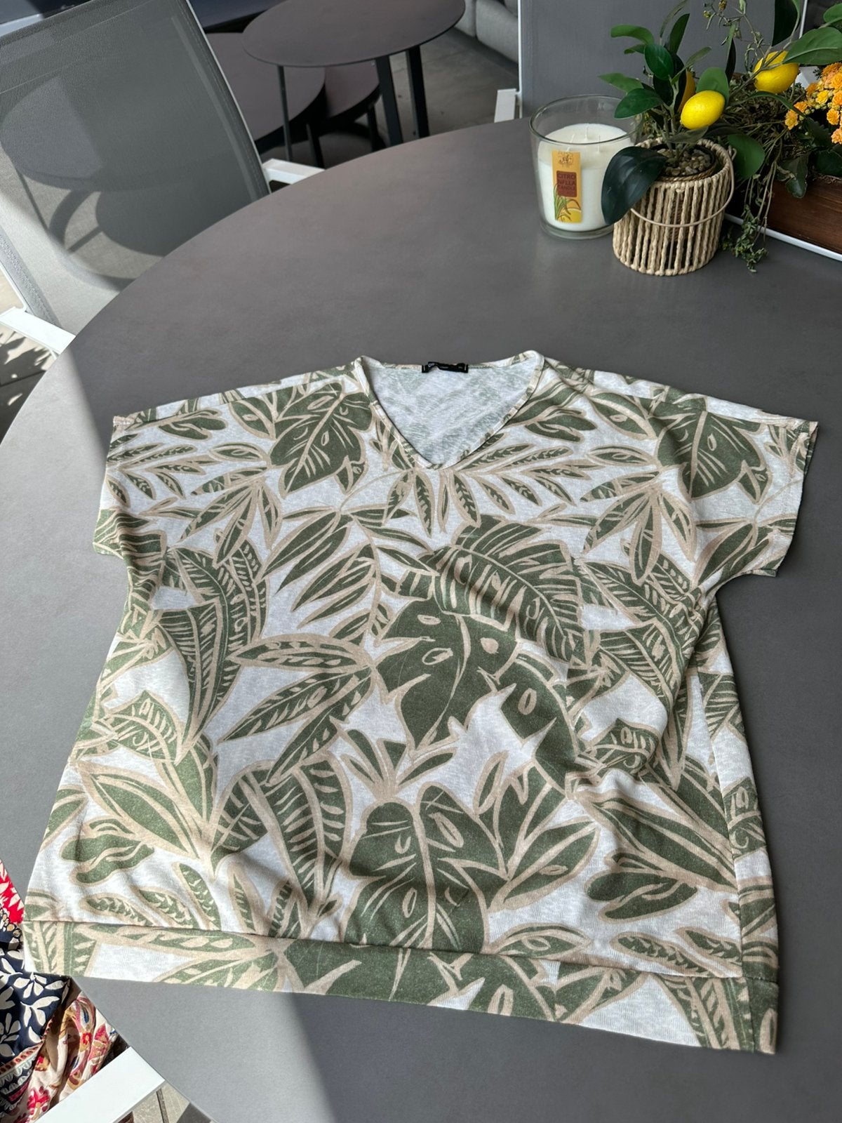 Groen/beige FOS Amsterdam shirt, maat XXL, Maat 46/48 (XL) of groter, FOS Amsterdam, Zo goed als nieuw, Korte mouw